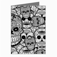 Sugar Skulls   Black And White Greeting Card from ArtsNow.com Left
