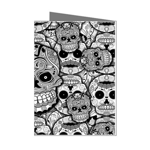 Sugar Skulls   Black And White Mini Greeting Cards (Pkg of 8) from ArtsNow.com Left