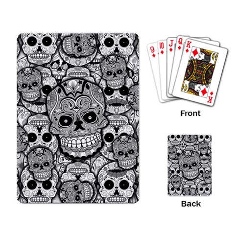 Sugar Skulls   Black And White Playing Cards Single Design from ArtsNow.com Back