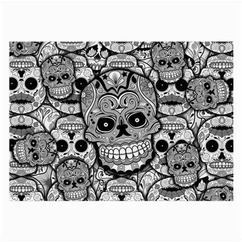Sugar Skulls   Black And White Glasses Cloth (Large, Two Sides) from ArtsNow.com Front