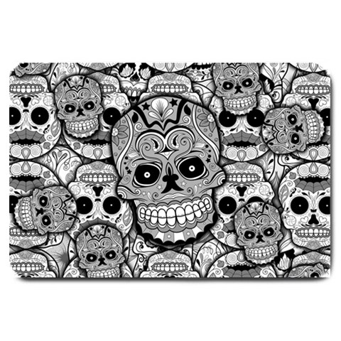 Sugar Skulls   Black And White Large Doormat from ArtsNow.com 30 x20  Door Mat