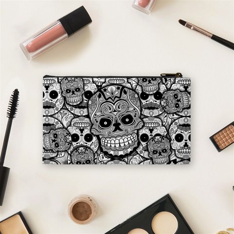 Sugar Skulls   Black And White Cosmetic Bag (Small) from ArtsNow.com Back