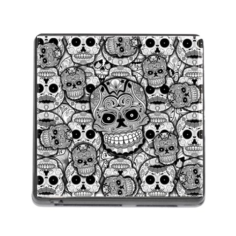 Sugar Skulls   Black And White Memory Card Reader with Storage (Square) from ArtsNow.com Front