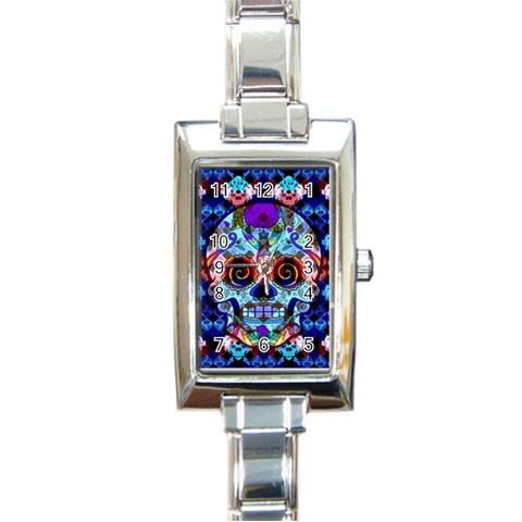 Sugar Skulls   Hypno Rectangular Italian Charm Watch from ArtsNow.com Front