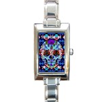 Sugar Skulls   Hypno Rectangular Italian Charm Watch