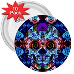 Sugar Skulls   Hypno 3  Button (10 pack)