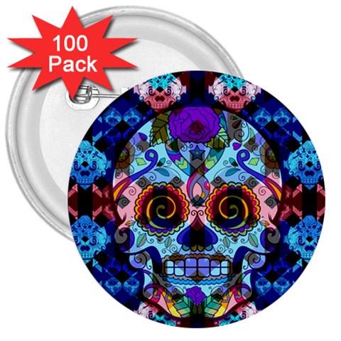 Sugar Skulls   Hypno 3  Button (100 pack) from ArtsNow.com Front