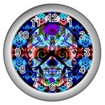 Sugar Skulls   Hypno Wall Clock (Silver)