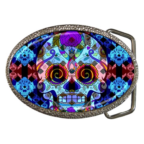 Sugar Skulls   Hypno Belt Buckle from ArtsNow.com Front