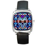 Sugar Skulls   Hypno Square Metal Watch