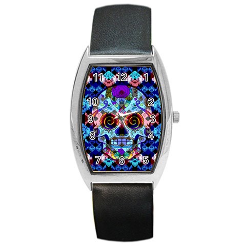 Sugar Skulls   Hypno Barrel Style Metal Watch from ArtsNow.com Front
