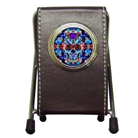Sugar Skulls   Hypno Pen Holder Desk Clock from ArtsNow.com Front
