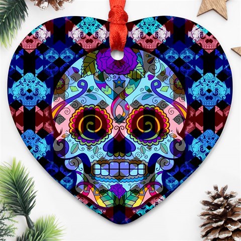 Sugar Skulls   Hypno Heart Ornament (Two Sides) from ArtsNow.com Front