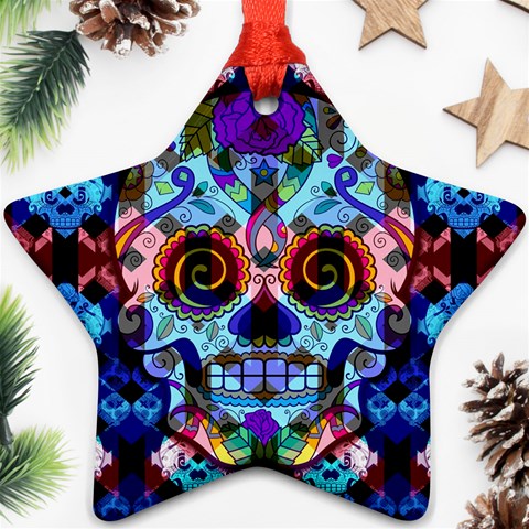 Sugar Skulls   Hypno Star Ornament (Two Sides) from ArtsNow.com Front