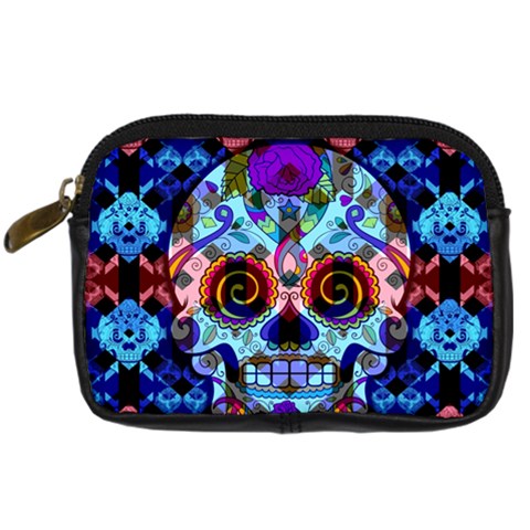 Sugar Skulls   Hypno Digital Camera Leather Case from ArtsNow.com Front