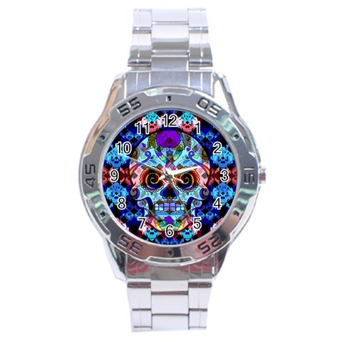 Sugar Skulls   Hypno Stainless Steel Analogue Men’s Watch from ArtsNow.com Front