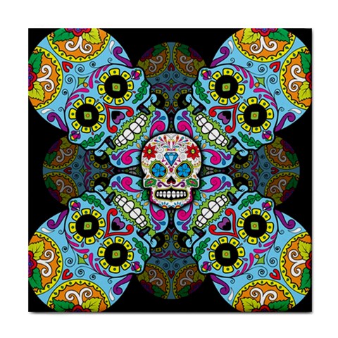 Sugar Skulls   Spiral Tile Coaster from ArtsNow.com Front