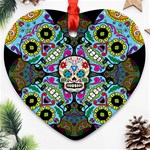 Sugar Skulls   Spiral Ornament (Heart)