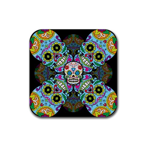 Sugar Skulls   Spiral Rubber Coaster (Square) from ArtsNow.com Front