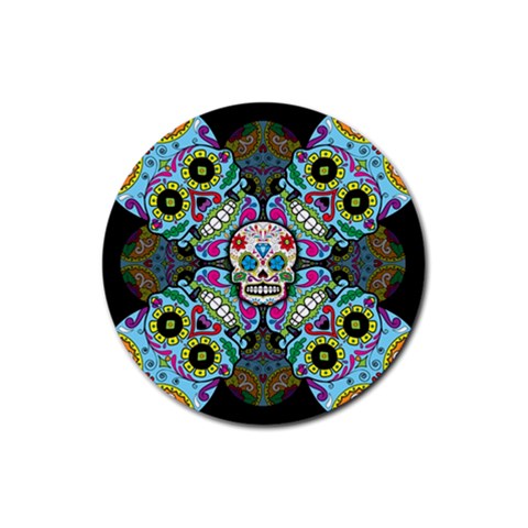 Sugar Skulls   Spiral Rubber Coaster (Round) from ArtsNow.com Front