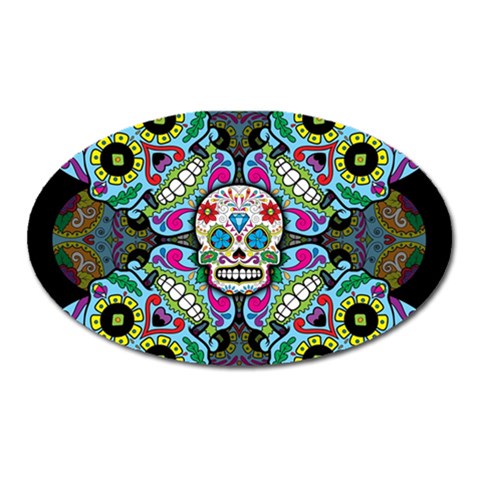 Sugar Skulls   Spiral Magnet (Oval) from ArtsNow.com Front