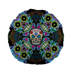 Sugar Skulls   Spiral 15  Premium Round Cushion  from ArtsNow.com Back