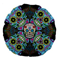Sugar Skulls   Spiral 18  Premium Round Cushion  from ArtsNow.com Back