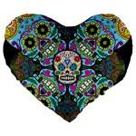 Sugar Skulls   Spiral 19  Premium Heart Shape Cushion