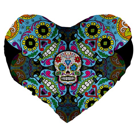 Sugar Skulls   Spiral 19  Premium Heart Shape Cushion from ArtsNow.com Back