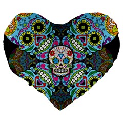 Sugar Skulls   Spiral 19  Premium Heart Shape Cushion from ArtsNow.com Back