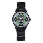 Sugar Skulls   Spiral Men s Stainless Steel Round Dial Analog Watch