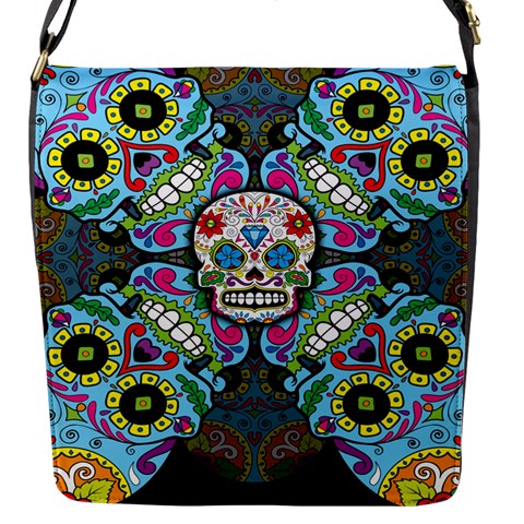 Sugar Skulls   Spiral Flap Closure Messenger Bag (Small) from ArtsNow.com Front