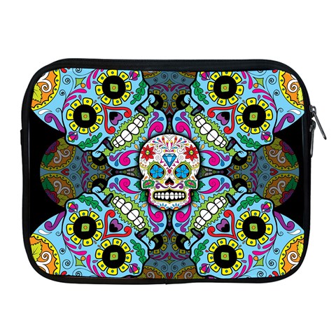 Sugar Skulls   Spiral Apple iPad 2/3/4 Zipper Case from ArtsNow.com Front
