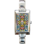 Sugar Skulls   Patterned Rectangular Italian Charm Watch