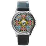 Sugar Skulls   Patterned Round Metal Watch