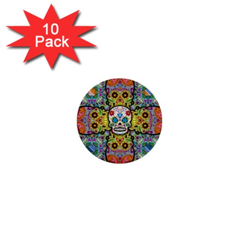 Sugar Skulls   Patterned 1  Mini Button (10 pack)  from ArtsNow.com Front