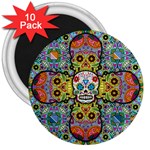 Sugar Skulls   Patterned 3  Magnet (10 pack)