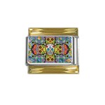 Sugar Skulls   Patterned Gold Trim Italian Charm (9mm)