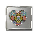 Sugar Skulls   Patterned Mega Link Heart Italian Charm (18mm)