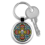 Sugar Skulls   Patterned Key Chain (Round)