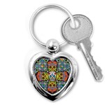 Sugar Skulls   Patterned Key Chain (Heart)