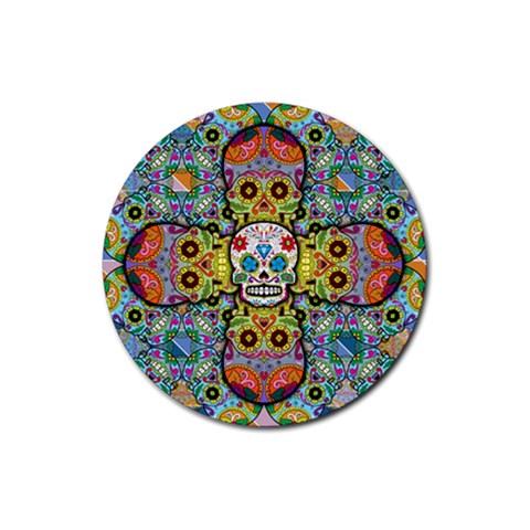 Sugar Skulls   Patterned Rubber Coaster (Round) from ArtsNow.com Front