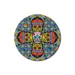 Sugar Skulls   Patterned Rubber Coaster (Round)