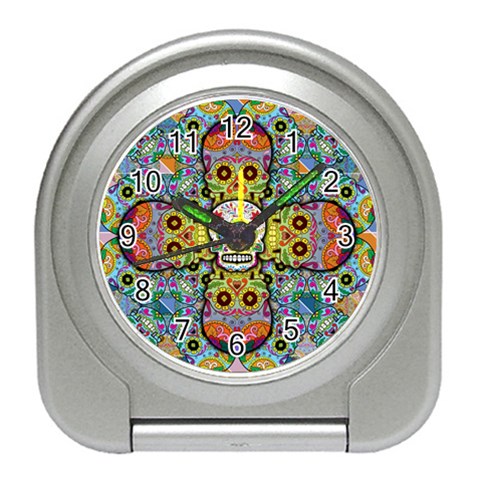 Sugar Skulls   Patterned Travel Alarm Clock from ArtsNow.com Front