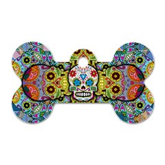 Sugar Skulls   Patterned Dog Tag Bone (Two Sides) from ArtsNow.com Back