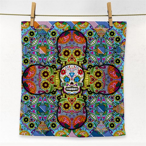 Sugar Skulls   Patterned Face Towel from ArtsNow.com Front