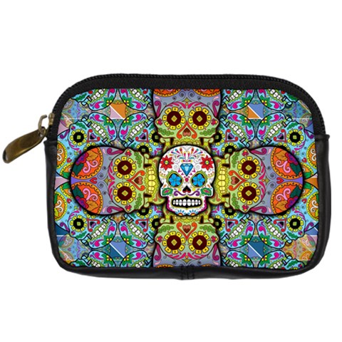 Sugar Skulls   Patterned Digital Camera Leather Case from ArtsNow.com Front