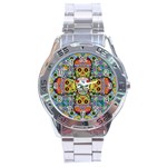 Sugar Skulls   Patterned Stainless Steel Analogue Men’s Watch