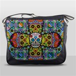 Sugar Skulls   Patterned Messenger Bag