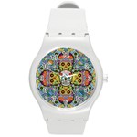 Sugar Skulls   Patterned Round Plastic Sport Watch Medium